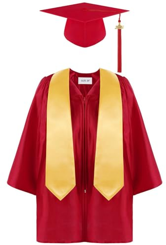 Kinder Abschluss Talar Doktorhut und Stola Uniform Set Für Vorschule Kindergarten Junge Mädchen Für Kinder 2024 Mädchen Jungen Hut-Schärpe-Quaste Mit Hut Abschlusskleid-Uniform-Set