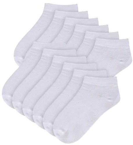 A2Z 4 Kids 6 Pack Girls Boys Plain Trainer No Show - Socks AZ750 White 6 Pack 6-9