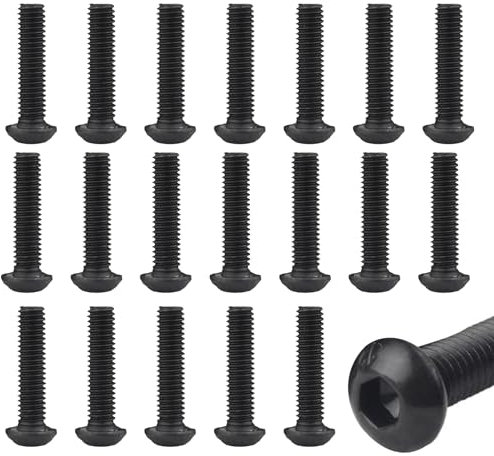 Okaywork M6x20 Vis de Serrure Boulons à Six Pans Creux Acier Inoxydable A2 V2A Métaux pour Les Connexions Mécaniques,mini vis Vis à Tête Bombée avec Bride,Pas facile de glisser les dents,Noir, 20 Pcs