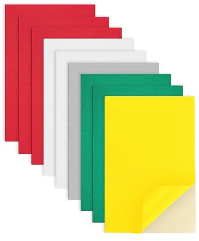 Jtnohx Moosgummi Selbstklebend, Selbstklebende Moosgummi Platten, 9 Stück 17.78×28.7cm EVA Bastelschaum mit selbstklebender, Klebriger EVA Schaumstoffplatte zum Basteln DIY(Weihnachten Farben)