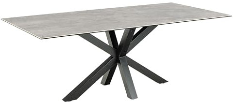 möbelando Esstisch >Heaven< in Grau, Glas-Keramik, Stahl - 200x75,5x100cm (BxHxT)