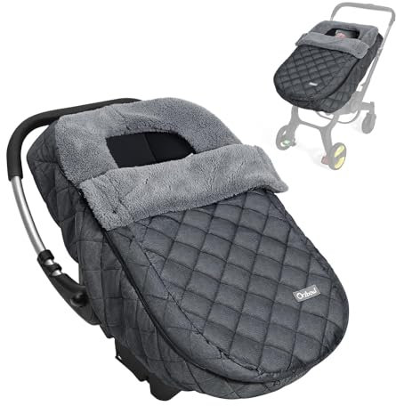 Orzbow Fußsack Babyschale, Universal Babyschale Fußsack Winter mit Verstellbarem Reißverschluss, Wasserdichte Einschlagdecke Babyschale mit Elastischen Rändern, Warmes Polyester,Dunkelgrau