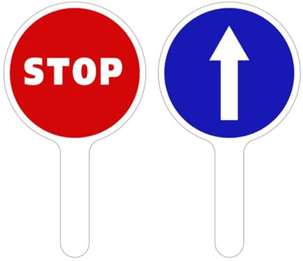 RAQUETTE STOP/FLÈCHE BLEUE. PALETTE DE SIGNALISATION STOP/FLÈCHE BLEUE. RAQUETTE CIRCULATION DU PUBLIC. PANNEAU SIGNALISATION AIDE AU TRAFIC. PANNEAU K10