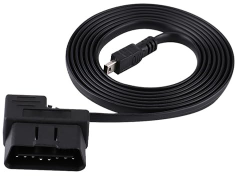 Klanata Câble USB OBD2 en métal de 180 cm, Adaptateur 16 Broches vers Mini USB, Compatible avec Les Outils de Diagnostic de Voiture, Noyau en cuivre pour Une Connexion fiable