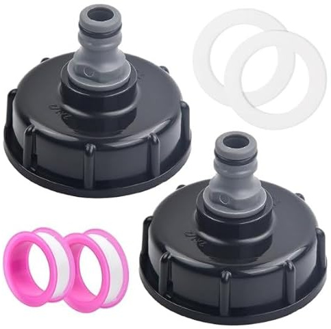 2 Stück IBC Tankdeckel, S60x6 IBC Adapterdeckel, 1/2 Zoll Innengewinde, Flüssigkeitslagerdeckel Adapter, Tankanschluss Kunststoffkappe Innengewinde Anschluss Zubehör für Tank