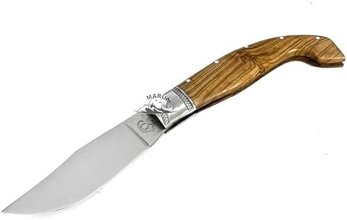M. Zille Coltello Artigianale Pieghevole Tipo Arburesa e Sardo - Acciaio Inossidabile, Manico in Legno - Da Collezione, Tascabile, per Caccia