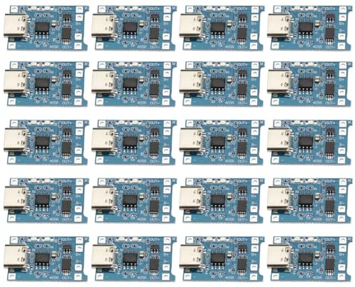 VKLSVAN 20PCS 5V 1A TP4056 Charging Module Type-C USB Interface 18650 Lithium Battery Module Charging Board with Dual Protection Function