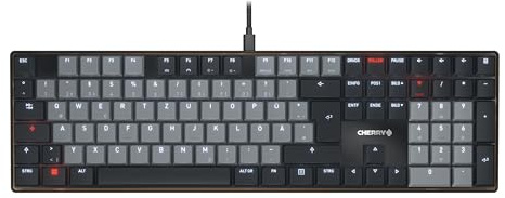 CHERRY KC 500 MX LP, Mechanische Low-Profile-Tastatur, DE QWERTZ, Schwarz | Fullsize-Format, Kabelgebunden (USB-A Anschluss), Dimmbare Weiße Beleuchtung, High-End PBT-Keycaps, MX LP 2.0 IVORY Switches