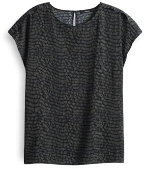 OPUS Damen Kurzarmbluse | Printbluse FERENA Splash aus weich fließender Viskose Coal Blue, 36