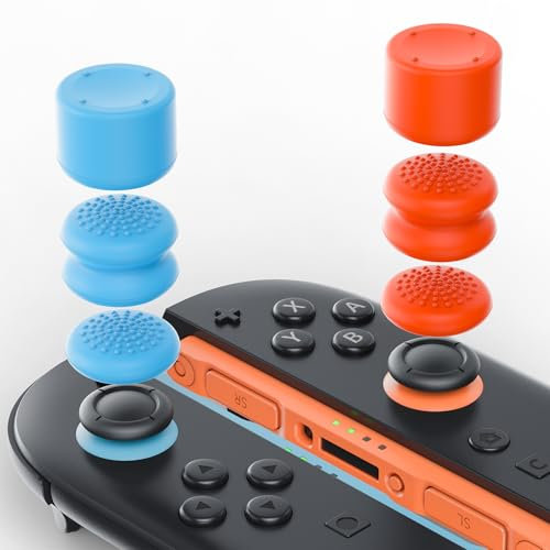 Gorixer 6PS Thumb Grip Caps for Nintendo Switch 2,Silicone Analog joystick Caps Cover for Xbox Series X/S and PS5/Slim/Controller, 3Pairs(6pcs), Blue/Orange