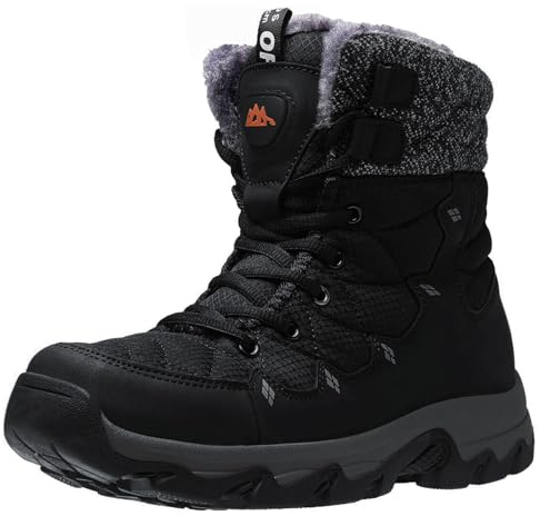 TRAILBLITZ Chaussure Homme Hiver Bottes de Neige Déperlantes Antidérapant Fourrées Hauteur de Tige 18 CM EU 39.5-47.5 (42.5 Hommes, Noirs)