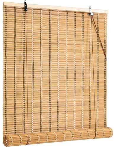 Bambus Rollo Jalousine Bambusrollo Outdoor Wetterfest Breit Fenster Sonnenschutz Rollo Jalousie Vorhang Innen, Außen,Bambus Raffrollo Sonnenschutz Sichtschutz Rollo Seitenzugrollo