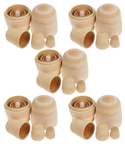 Abaodam 5sätze Holz-matroschka-rohlinge Zum Bemalen DIY-matroschka-Puppen Aus Holz Unbemalte Nistpuppen-rohlinge Sets Für Junge Mädchen Zum Bemalen Und Dekorieren Russische Holzpuppen Für