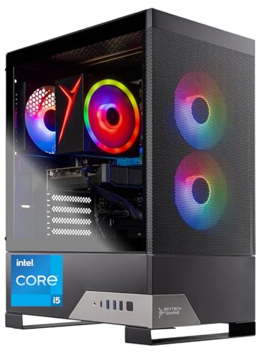 Skytech Gaming Nebula 2 Gaming PC, Intel i5 14400F 2.5GHz, NVIDIA RTX 5050 8GB, 1TB NVMe SSD, 16GB DDR5 RAM 5200, 650W Gold PSU, Wi-Fi, Win 11, Gaming Desktop