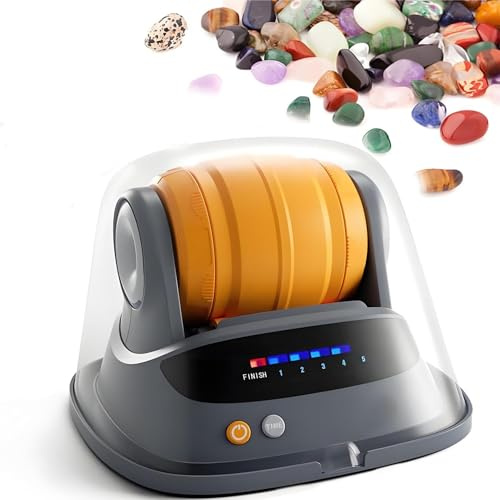 Stone Polishing Kit, Rock Tumbler Kit, with Polishing Grits, Rock Polisher, stone polishing kit, Jewelry Fastenings, Noise Reduction Cover, Professional Gemstones DIY Stone Polishing Toy