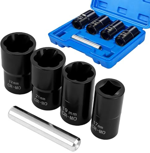 5 Pièces Coffret de Douilles Extracteurs de Vis, Douille Pour Extracteur de Boulon Endommagés, Extracteurs D'écrous de Boulons à Impact, Ecrou Cassé Extracteur D'écrous pour L'entretien