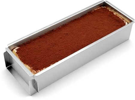 TETEWEVER Backform Rechteckig Tiramisu Form Edelstahl Brotbackform Verstellbare Mousse Kuchenform Abnehmbares Seitenteil Backrahmen Rechteckig Verstellbar, für Tiramisu Kuchen Brownies Käsekuchen