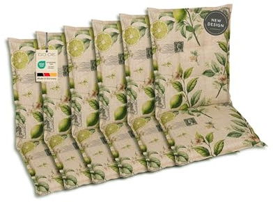 GO-DE Textil Bequeme und attraktive Polsterauflagen für Mittellehner-Gartenstühle (6er-Set, Lemon Sand, Mittellehner)
