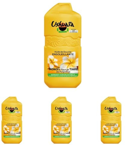 Ushuaïa Huile de Douche Ensoleillante Monoï et Fleur de Tiaré de Polynésie 280ML (Lot de 4)