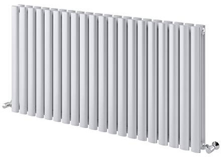 The Bath People 24532 Ingarsby Horizontal Double Panel Vertical Column Curved Design Radiator 600 x 1180-White