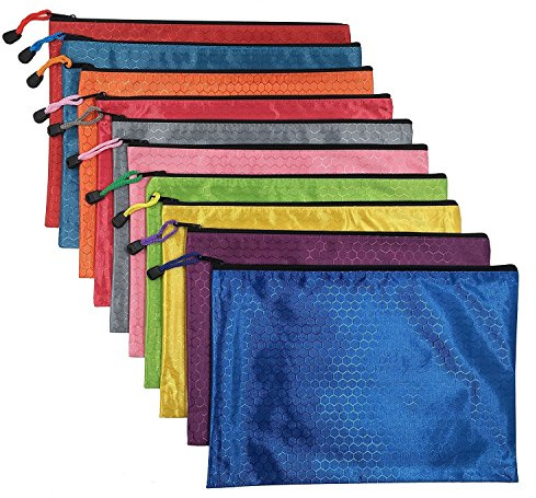 MMY - 10 Stück Dokumentenmappe mit Perlen, matt, Fußball, Tasche, PVC, Reißverschluss, Dokumentenmappe, 10 Stück (A4)