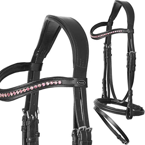 Heinick-Reitsport Trense Comfort Englisch kombiniert Schwarz ~ Rose ~ WB VB Größe Warmblut