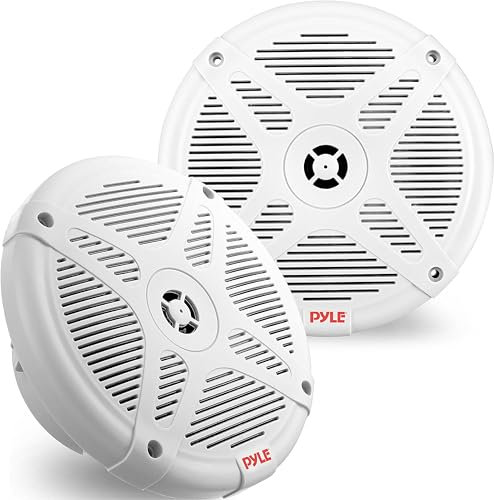 Pyle Casse Auto 16,5 Centimetri Altoparlanti Marine a Due Vie, Sistema Stereo IP-X4 Impermeabile 600 Watt, Design Compatto, Bianco