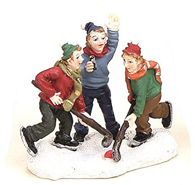 meindekoartikel Weihnachtliche Miniatur-Figur Winterwelt-Szene aus Poly Höhe 6 cm – Eishockey Spiel