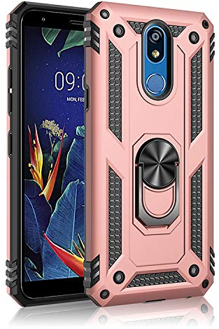 BestST Hülle Handyhülle für LG K40, 360 Grad Drehbar Ringhalter mit Magnetischer Handyhalter Auto Handyhülle Handyhülle für LG K40- Rosegold