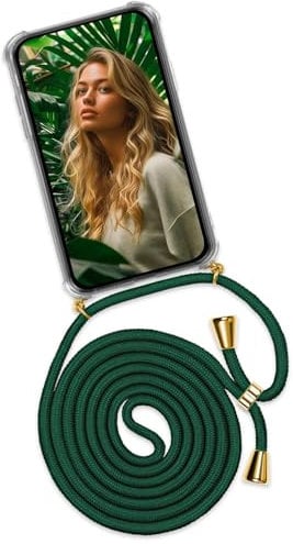 ONEFLOW Handykette für Samsung Galaxy S8 Hülle mit Band, Handyhülle mit Kette abnehmbar, Handyband zum Umhängen, Handy Umhängeband Lange Handykordel, Twist Case – Grün