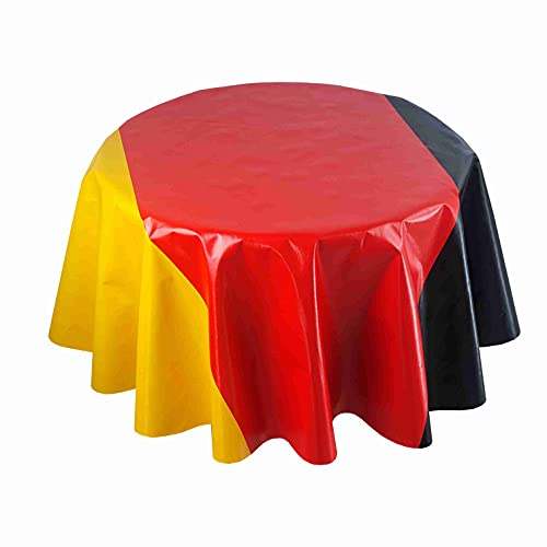 Wachstuch Wachstischdecke Tischdecke Weihnachtstischdecke Deutschland Flagge Germany Rund 130 cm abwaschbar Gartentischdecke