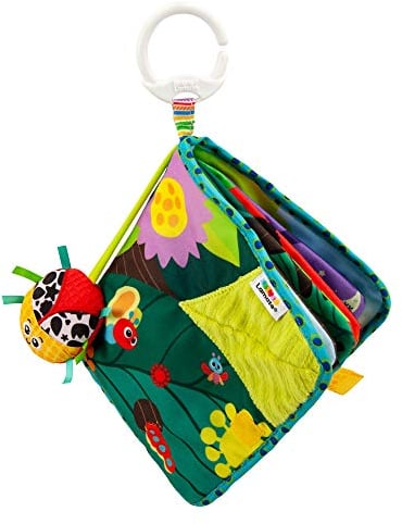 TOMY L27385 LAMAZE Bitty Bug Book, Clip on Pram and Pushchair Newborn, Sensory Babies with Colours and Sounds, Development Toy for Boys and Girls Aged 0 Months +, Multi