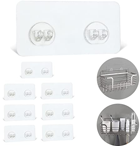 YOLOPLUS+ 8 Stück Dusch-Caddy selbstklebende Haken, Ersatzhaken, starke Aufkleberhaken für Badezimmer, Dusche, Seifenschale, hängende Haken, Küchenzubehör