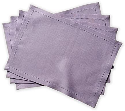 Maison d' Hermine Avignon – Sea Fog 100% Leinen Set mit 4 wiederverwendbaren Tischsets für Esstisch, Küche, Hochzeit, Alltag, Dinner, Partys, Urlaub (33 x 48,3 cm)