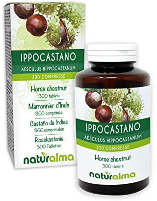 Rosskastanie (Aesculus hippocastanum) Samen Naturalma - 150 g - 300 Tabletten - Nahrungsergänzungsmittel - Natürlich und Vegan