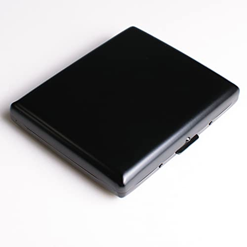 Klassisches Metall-Zigarettenetui/Kreditkartenetui - Damen- und Herrenetui, tragbares Zigarettenetui für 18-20 100mm Zigaretten (Jet black, 100's 20pcs)