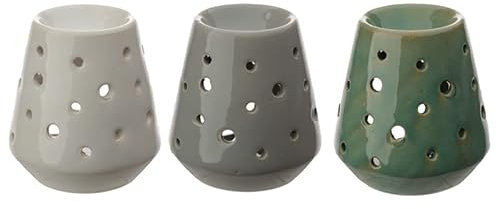 Puckator Eden Tapered Oil Burner with Circular Cut-outs - Ceramic - Living Room Accessories - Wax Liquidizer - For Essential Oils - Wax Burners - Scents Melter - Wax Melt Holder - Room Fragrance