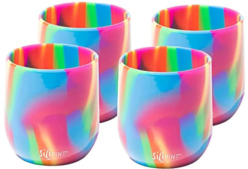 Silipint Bicchieri da vino in silicone infrangibili, riutilizzabili e infrangibili, per feste, campeggio, spiagge e barche, bicchieri da vino in silicone senza stelo, da 350 ml, confezione da 4