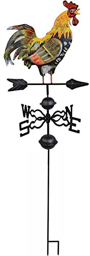 Girouette avec Ornement De Coq, Girouette en Fonte Indicateur De Girouette Outil De Mesure Professionnel Extérieur pour Toits Coq Girouette Jardin Cour Patio Décor,Noir