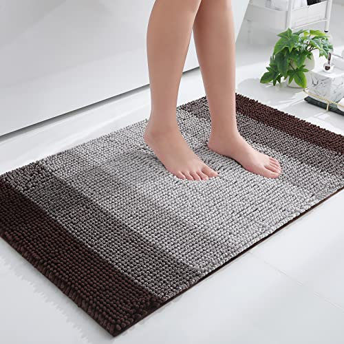 Homaxy Chenille Badezimmerteppich rutschfeste Hochflor Badematte Waschbar Badteppich Weich Badvorleger Saugfähige Duschvorleger für Badezimmer - 60x90 cm, Braun
