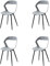 GrandCA HOME Juego de 4 Sillas de Comedor o Silla de Oficina con Patas de Metal, Sillas de Cocina para Sala de Estar, Comedor, Sala de Reuniones, Gris + Negro