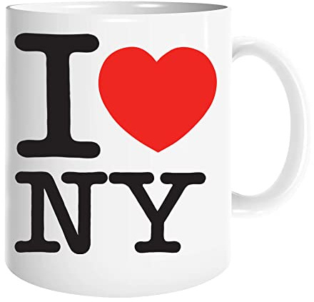 Funny Rude Gift Ceramic Novelty Coffee or Tea Mug Cup in White Cute/Sweet/Awesome Theme Printed on Each Side Drinking Cups Office Home Great Birthday Gift Couple/Kids/Friends (I Love NY)