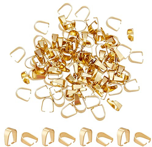nbeads 120 Stück 304 Edelstahl Snap On Bails Pinch Bails, Goldene Anhänger Kaution Stecker Haken Anhänger Verschlüsse Für DIY Baumel Charms Halskette Schmuck DIY Handwerk Herstellung