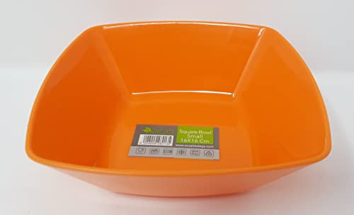 Foglish Home & Garden 4 x Eco Plastic Medium Square Bowls 16cm Pastel Colours Party Picnic Reusable (Orange)