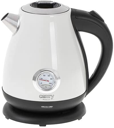 ADLER Camry Elektrischer Wasserkocher mit Thermometer, 2200W, 1.7L, Weiß