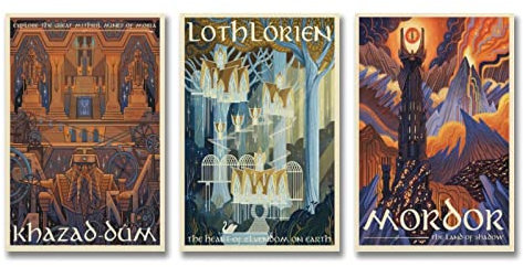 JIANJIE Mordor Herr des Rings Hobbit Film Vintage Reise Leinwand Kunst Poster Set von 3 Bündel Poster Druck Kunst Wandbild Leinwand Poster Modern Schlafzimmer Dec