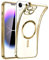 SEOUGEE Magnetic Clear for iPhone 14 Plus Case with MagSafe [Non-Yellowing] [Integrated Camera Cover] Shockproof Silicone Cover [Anti-Fingerprint Scratch] Wireless Charging (Gold)