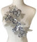 Heyiwell 1 x 3D-Aufnäher zum Aufnähen, Stickerei, Perlen, Strass, für DIY-Kleidung, Hochzeitskleid, Dekoration, 21,6 x 35,5 cm, Silber