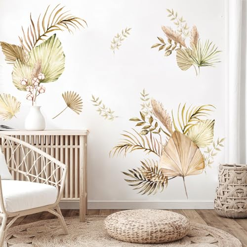 TOARTI Stickers Muraux Feuille de Palmier Autocollant Mural Plante Tropical Décoration Murale Chambre Salon Bureau
