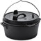 Naturehike Camping Dutch Oven, 4,25 Qt Gusseisen Camping-Kochgeschirr Topf mit 2-in-1 Bratpfannendeckel, voreingebrannt für Outdoor, Grillen, Backen, Lagerfeuer, Kochen, mit Metallgriff, Schwarz